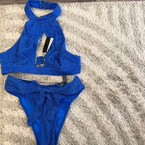 Blue Halter Bikini Set
